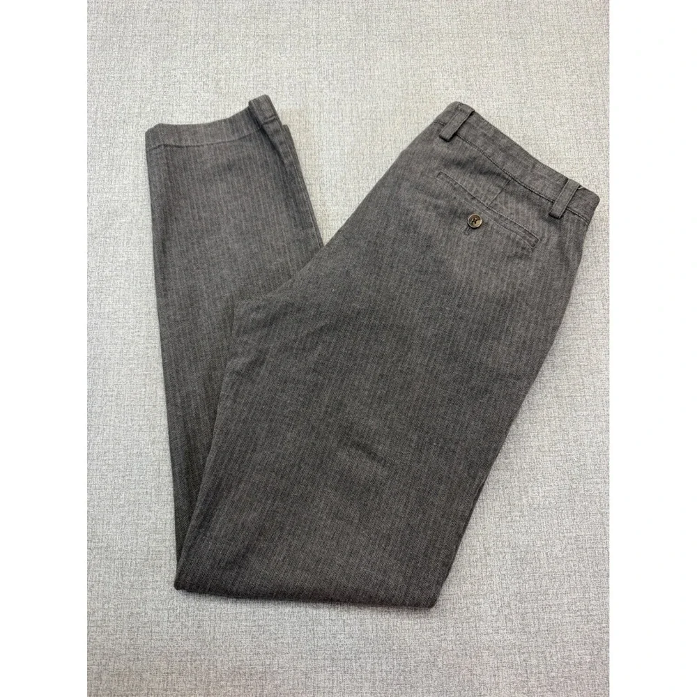 Brooks Brothers Men's Slim Fit Herringbone Pants Gray Cotton Stretch Chino 36x32